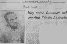 Hoy serán funerales del escritor Edesio Alvarado.  [artículo]