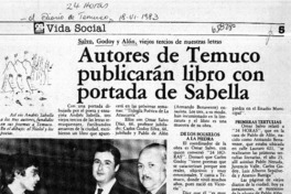 Autores de Temuco publicarán libro con portada de Sabella.  [artículo]