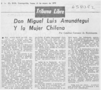 Don Miguel Luis Amunátegui y la mujer chilena