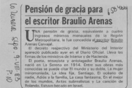 Pensión de gracia para el ecritor Braulio Arenas.  [artículo]