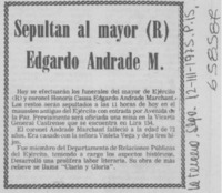 Sepultan al mayor (R) Edgardo Andrade M.