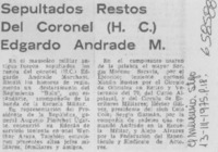 Sepultados restos del Coronel (H. C.) Edgardo Andrade M.