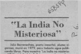 "La India no misteriosa"  [artículo] Rodolfo Garcés Guzmán.