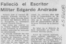Falleció el escritor militar Edgardo Andrade.
