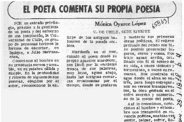El poeta comenta su propia poesía  [artículo] Mónica Oyarce López.