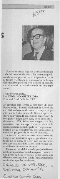 La India no misteriosa  [artículo] Eugenio García- Díaz.