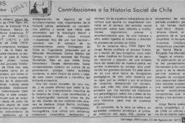 Contribuciones a la historia social de Chile  [artículo] Jorge Jobet.