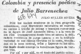 Colombia y presencia poética de Julio Barrenechea  [artículo] Julio Muller Rivera.