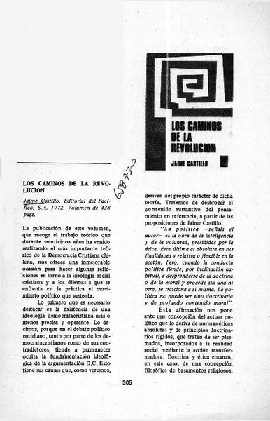 Los caminos de la revolución  [artículo] Luis Razeto Migliaro.