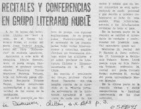 Recitales y conferencias en Grupo Literario Ñuble.