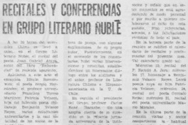 Recitales y conferencias en Grupo Literario Ñuble.