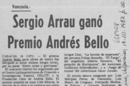 Sergio Arrau ganó Premio Andrés Bello.  [artículo]