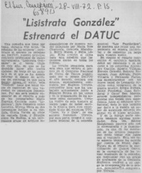 "Lisístrata González" estrenará el DATUC.  [artículo]
