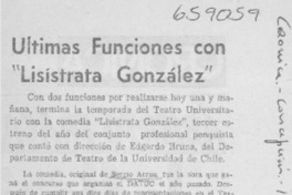 Últimas funciones con "Lisístrata González".