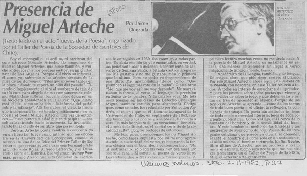 Presencia de Miguel Arteche