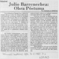 Julio Barrenechea: obra póstuma