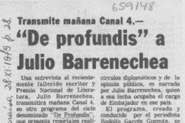 "De profundis" a Julio Barrenechea.