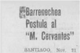 Barrenechea postula al "M. Cervantes".
