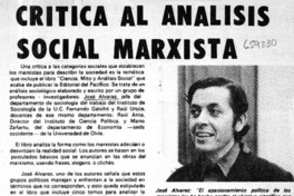 Crítica al análisis social marxista.  [artículo]
