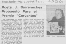 Poeta J. Barrenechea propuesto para el Premio Cervantes.