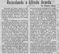 Recordando a Alfredo Aranda