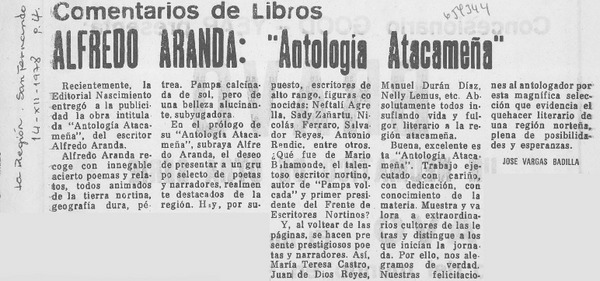Alfredo Aranda: "Antología atacameña"