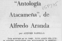 "Antologìa atacameña" de Alfredo Aranda