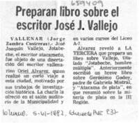 Preparan libro sobre el escritor José J. Vallejo  [artículo] Jorge Zambra Contreras.