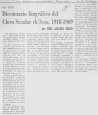 Diccionario biográfico del Clero Secular chileno. 1918-1969