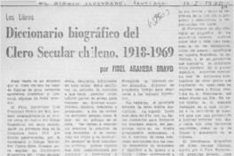 Diccionario biográfico del Clero Secular chileno. 1918-1969
