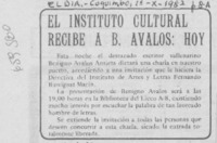 El Instituto Cultural recibe a B. Avalos: hoy.