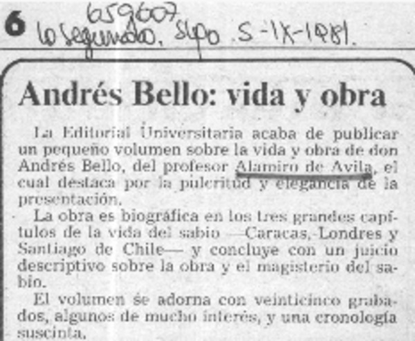 Andrés Bello: vida y obra.