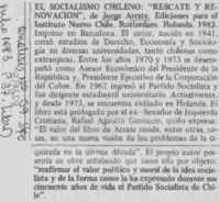 El Socialismo chileno: "Rescate y renovación".