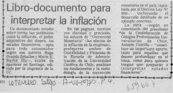 Libro-documento para interpretar la inflación.