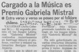 Cargando a la música es Premios Gabriela Mistral