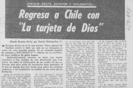 Enrique Araya, escritor y diplomático regresa a Chile con "La tarjeta de Dios" : [entrevista]