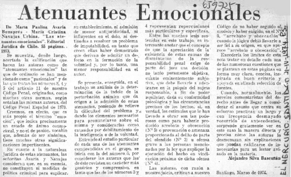 Atenuantes emocionales  [artículo] Alejandro Silva Bascuñan.