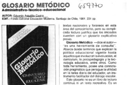 Glosario Metódico  [artículo] Guillermo Siñiga Saavedra.
