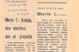 María L. Aranda una escritora que se proyecta