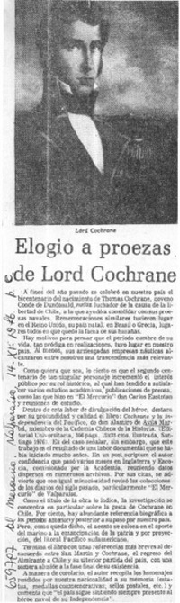 Elogio a rezas de Lord Cochrane.  [artículo]