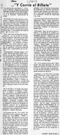 "Y Corría el billete"  [artículo] Ramón Riquelme A.