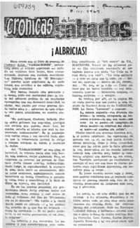 ¡Albricias!  [artículo] Raúl González Labbe.