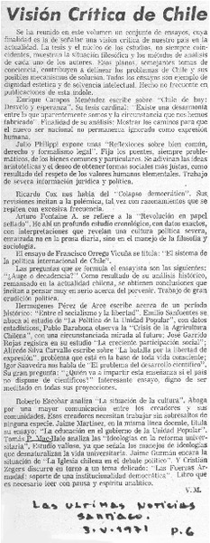 Visión crítica de Chile  [artículo] V. M.