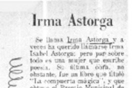 Irma Astorga  [artículo] Víctor Castro.