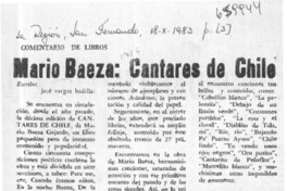 Mario Baeza, Cantares de Chile  [artículo] José Vargas Badilla.