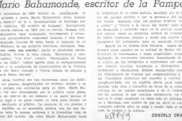 Mario Bahmonde, esrcritor de la pampa  [artículo] Gonzalo Drago.