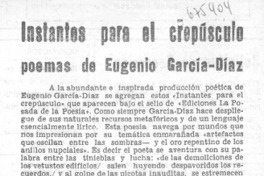 Instantes para el crepúsculo poemas de Eugenio García-Díaz