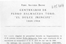 Centenario de Pedro Balmaceda Toro, "El dulce príncipe" 1868-1968