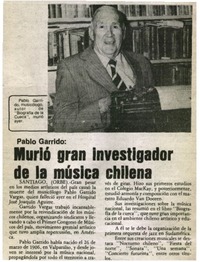 Murió gran investigador de la música chilena.