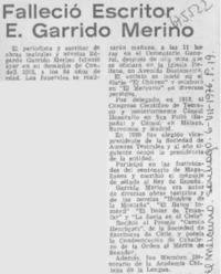 Falleció escritor E. Garrido Merino.